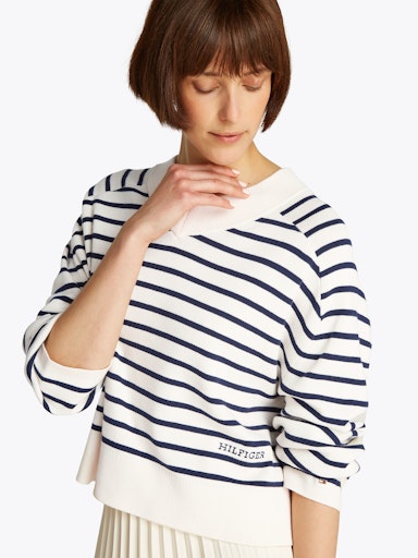 An image of the Tommy Hilfiger Mini Stripe V-Neck Sweater