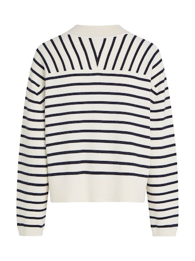 An image of the Tommy Hilfiger Mini Stripe V-Neck Sweater