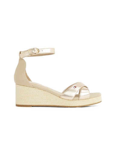 An image of the Tommy Hilfiger Flag Metallic Mid Wedge Sandals