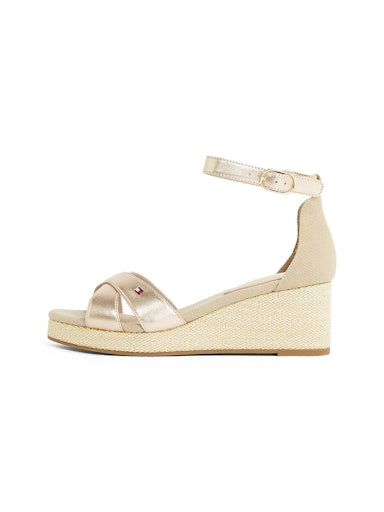 An image of the Tommy Hilfiger Flag Metallic Mid Wedge Sandals