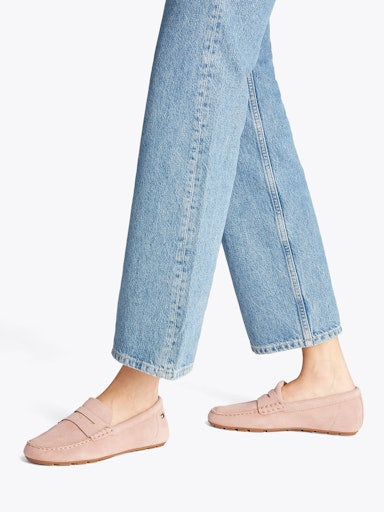 An image of the Tommy Hilfiger Flag Soft Suede Driver Loafers