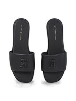 An image of the Tommy Hilfiger TH Logo Hardware Leather Mules