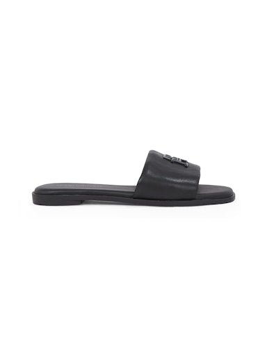 An image of the Tommy Hilfiger TH Logo Hardware Leather Mules
