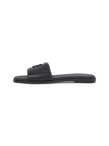 An image of the Tommy Hilfiger TH Logo Hardware Leather Mules