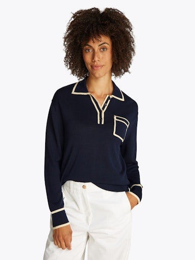 An image of the Tommy Hilfiger Lyocell Silk Polo Jumper