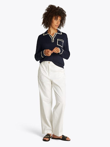 An image of the Tommy Hilfiger Lyocell Silk Polo Jumper