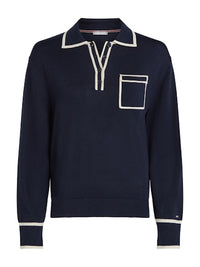 An image of the Tommy Hilfiger Lyocell Silk Polo Jumper