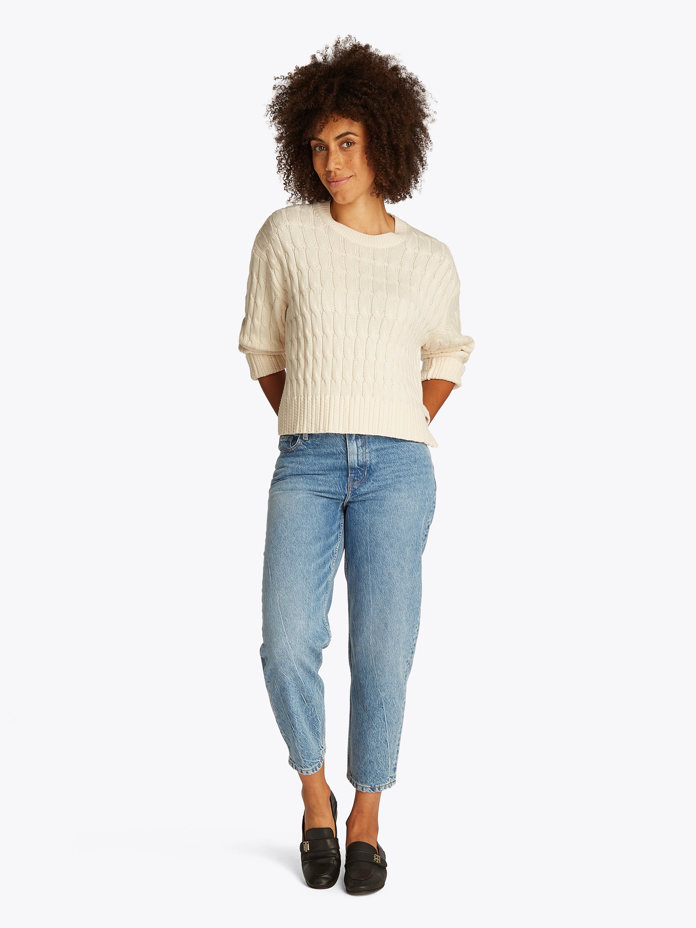 An image of the Tommy Hilfiger Cable Knit Crew Neck Jumper