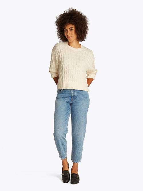 An image of the Tommy Hilfiger Cable Knit Crew Neck Jumper