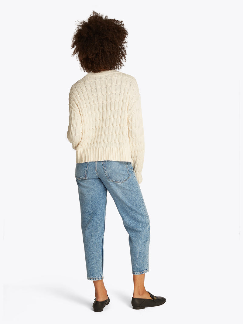 An image of the Tommy Hilfiger Cable Knit Crew Neck Jumper