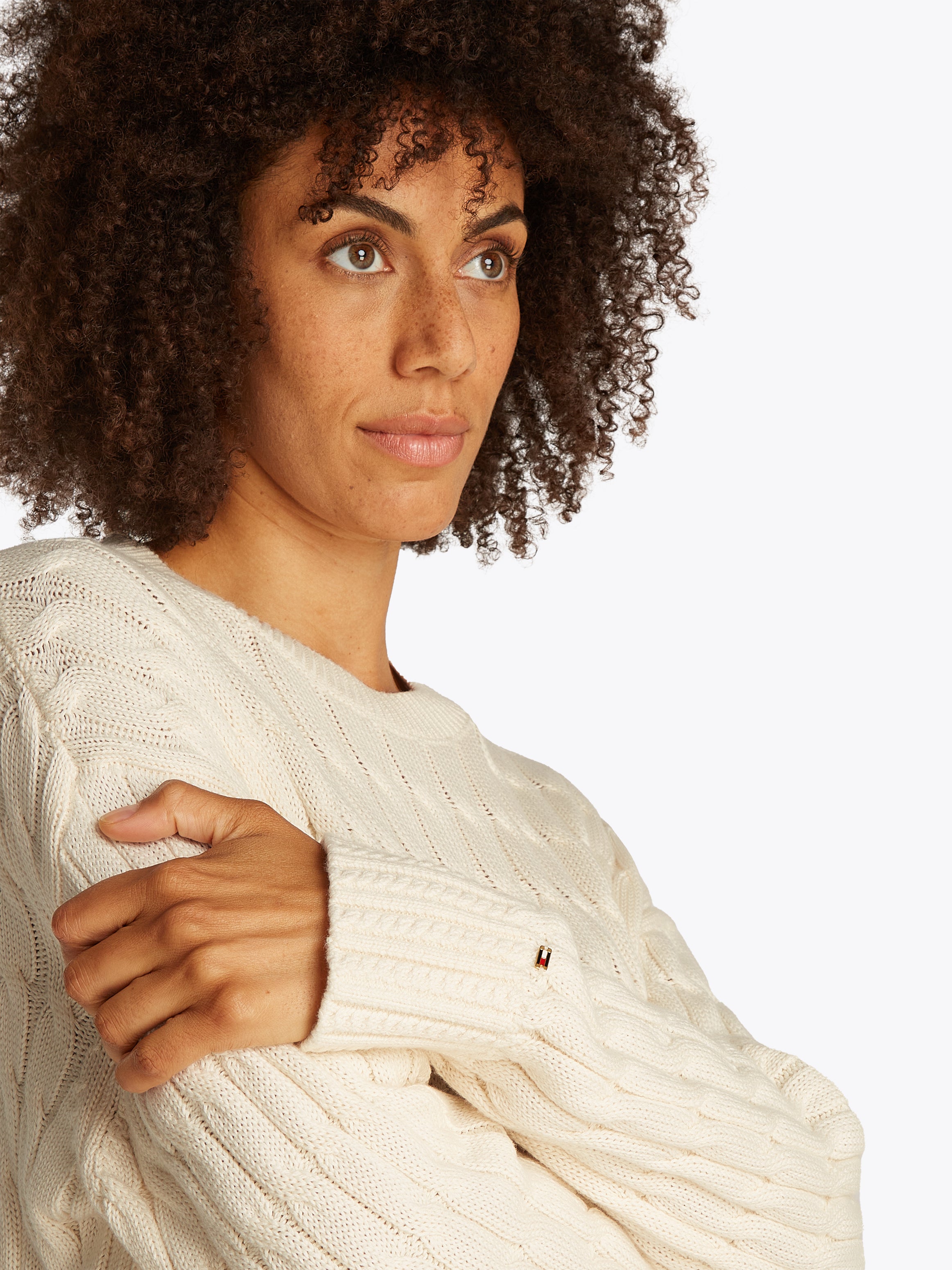 An image of the Tommy Hilfiger Cable Knit Crew Neck Jumper