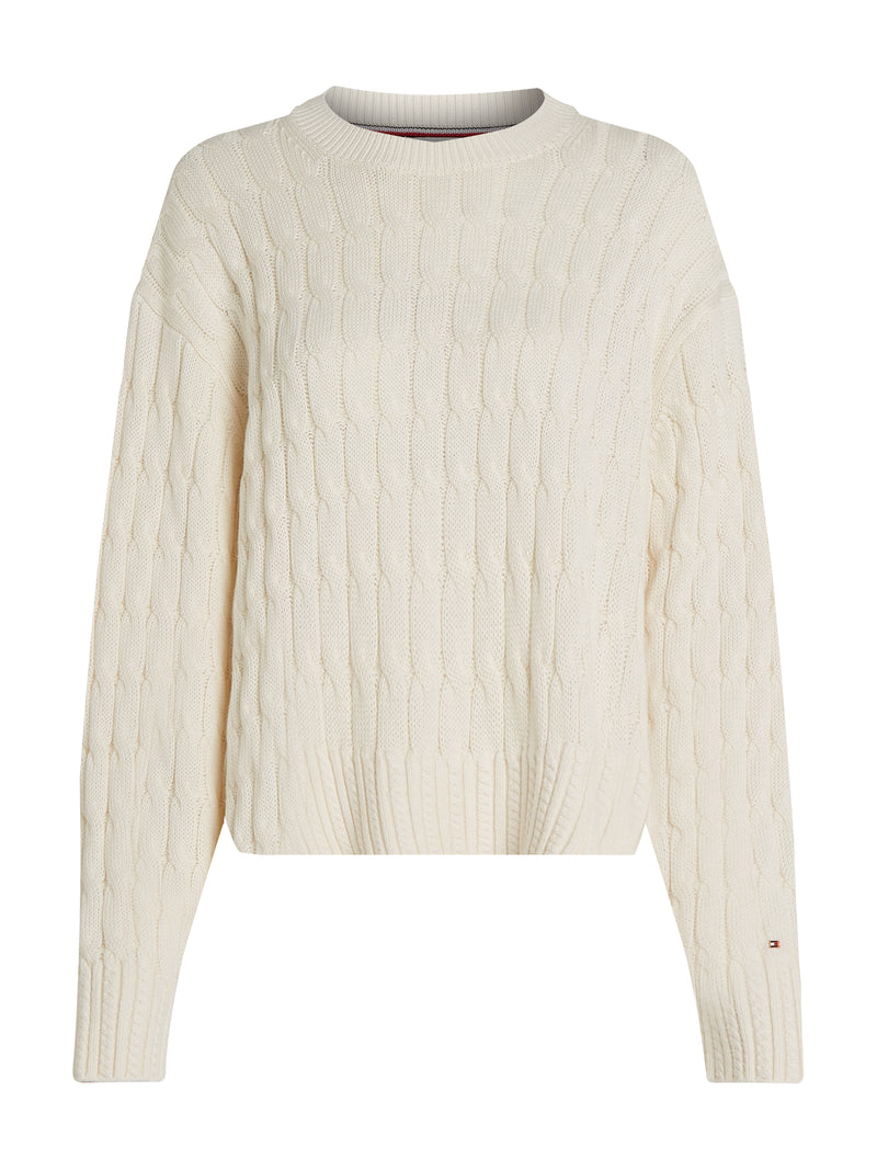 An image of the Tommy Hilfiger Cable Knit Crew Neck Jumper