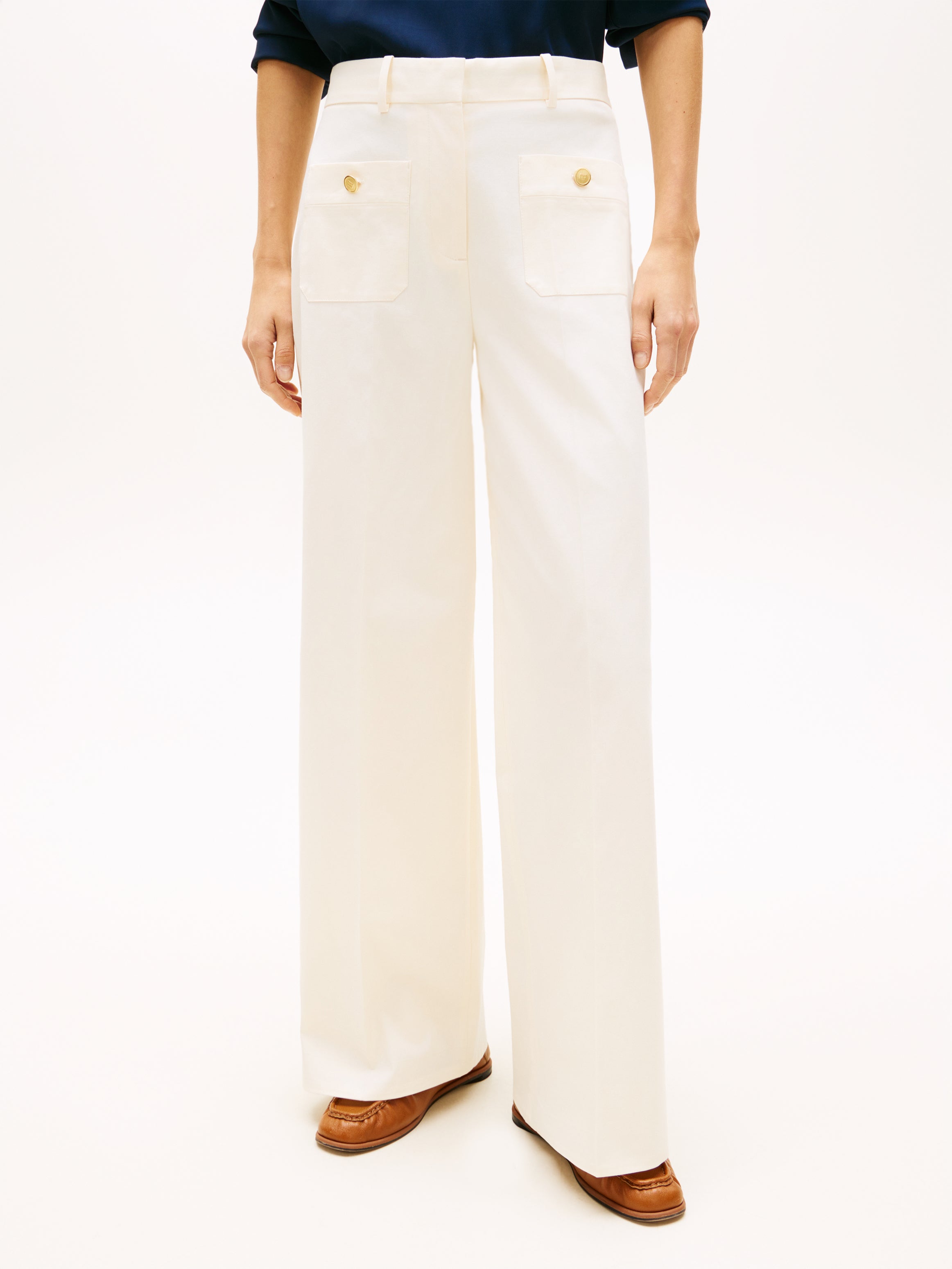 Preppy Cotton Wide Leg Chino