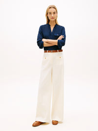 Preppy Cotton Wide Leg Chino