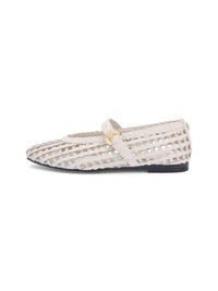 Woven Leather Mix Ballerina Shoes
