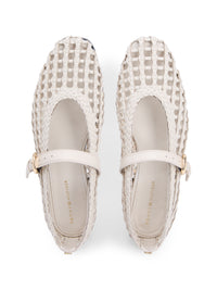 Woven Leather Mix Ballerina Shoes