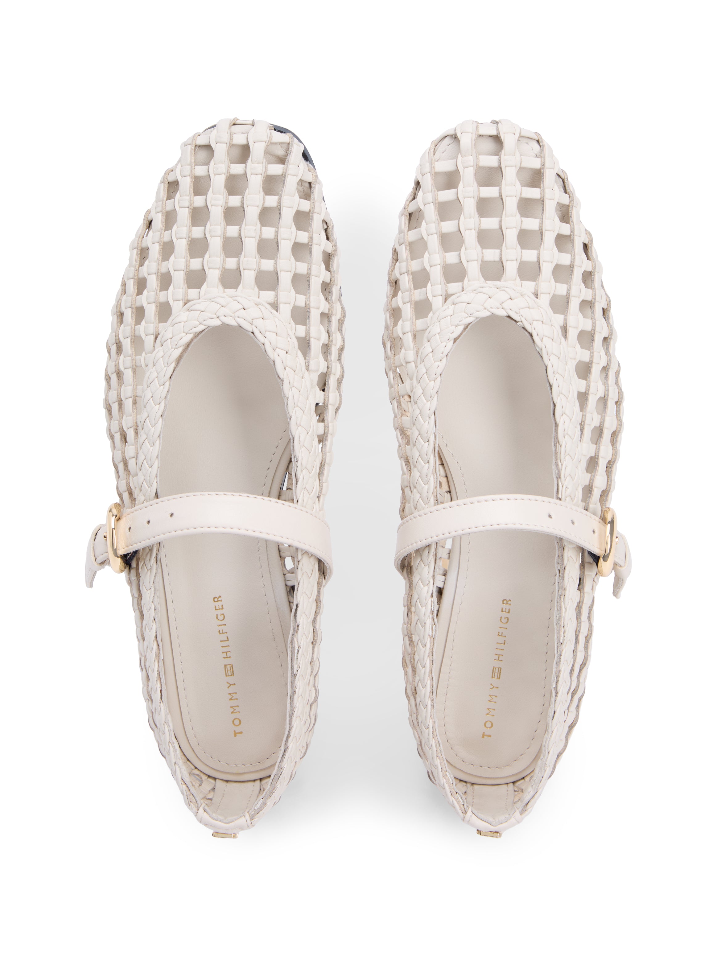 Woven Leather Mix Ballerina Shoes