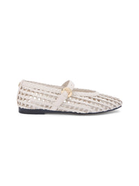 Woven Leather Mix Ballerina Shoes