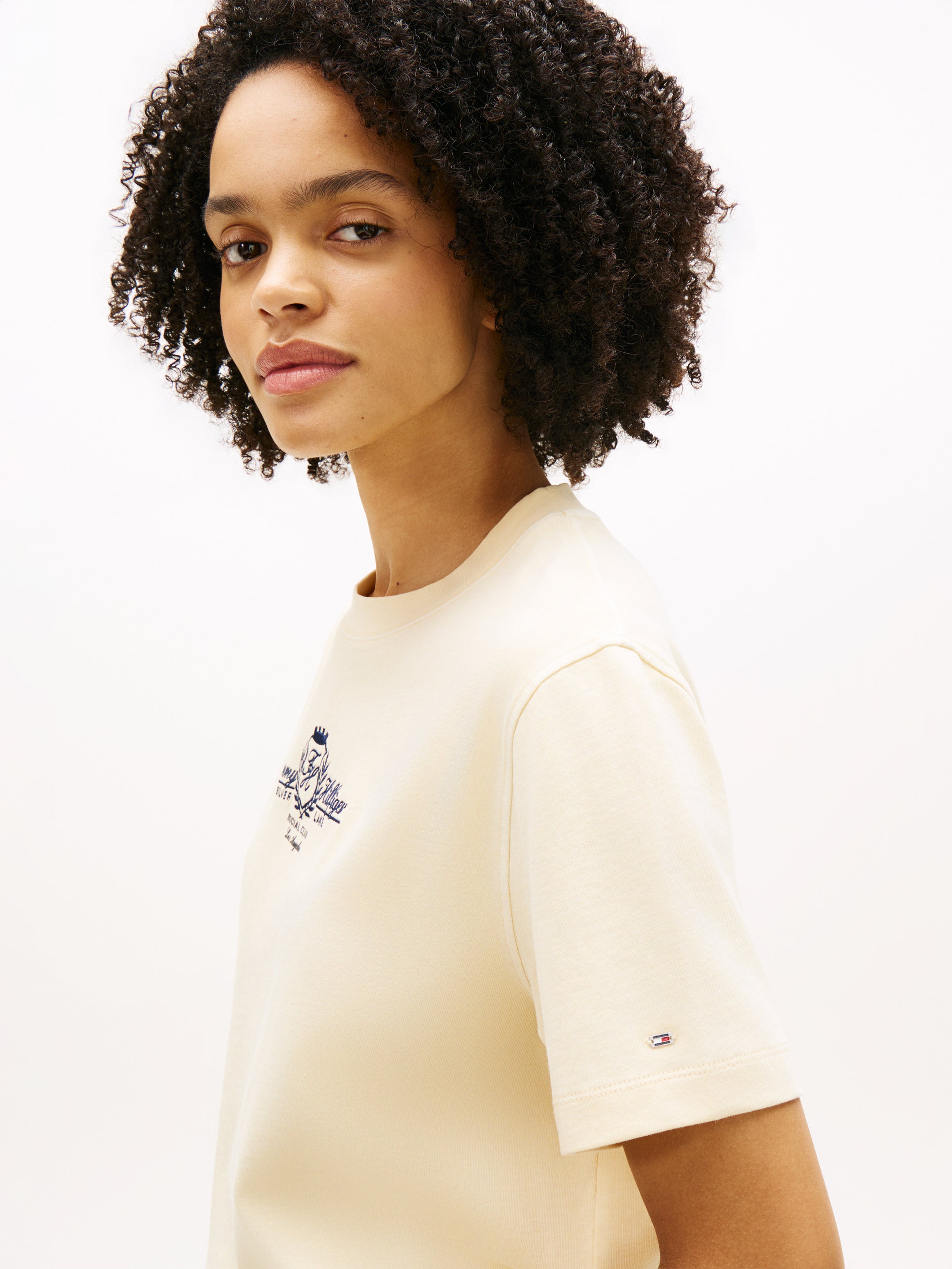 An image of the Tommy Hilfiger Crest Logo Embroidery Relaxed T-Shirt