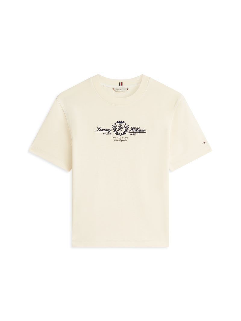 An image of the Tommy Hilfiger Crest Logo Embroidery Relaxed T-Shirt