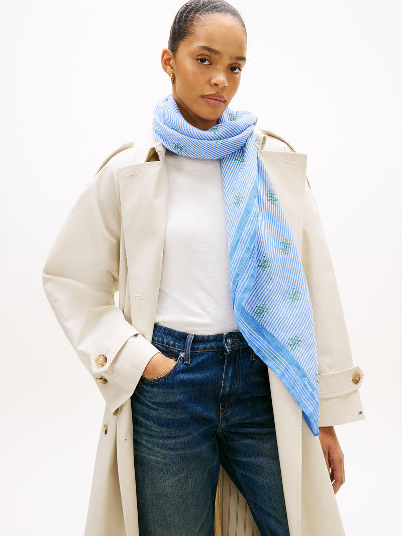 An image of the Tommy Hilfiger TH Linen Monogram Square Scarf