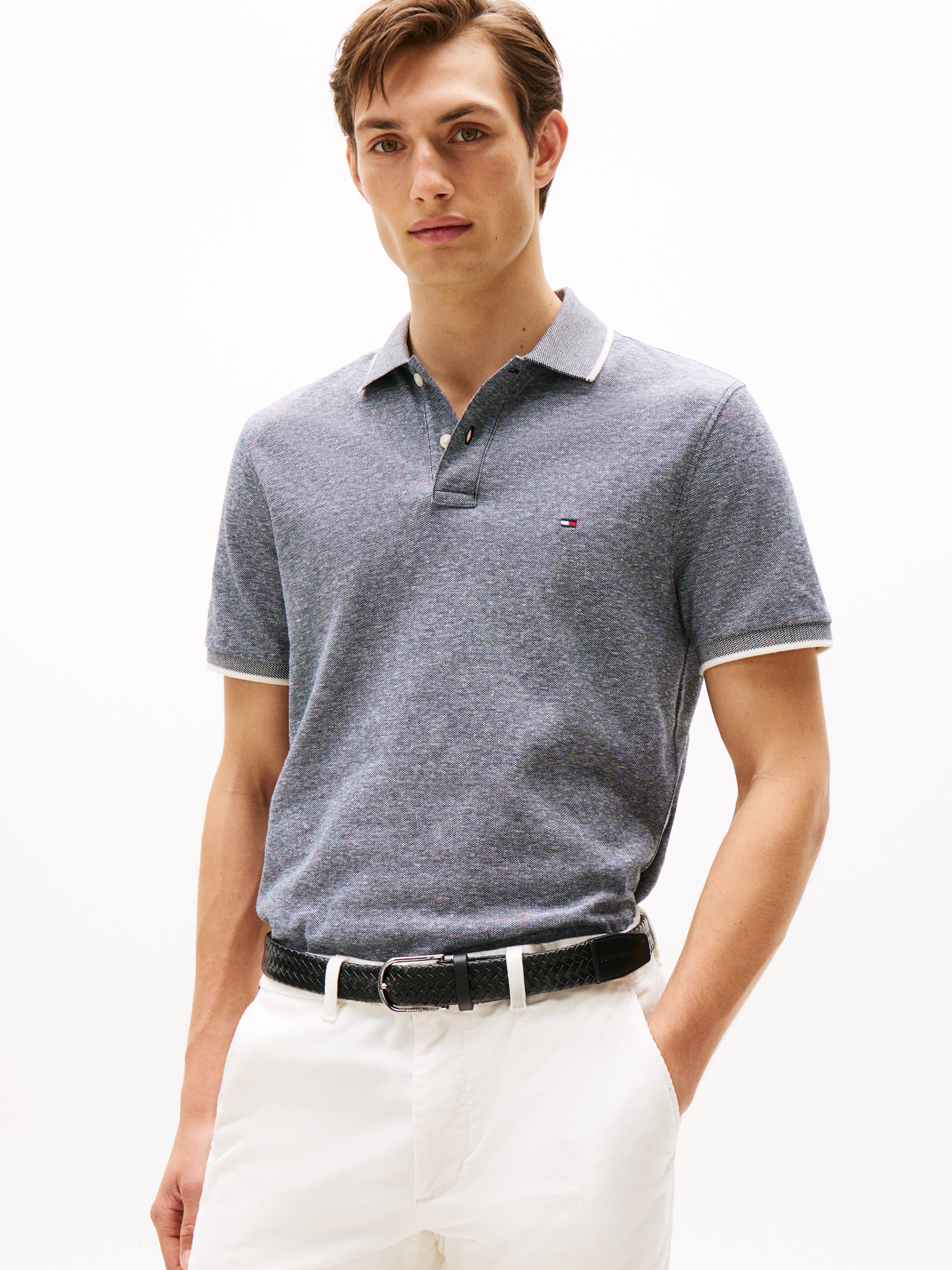 An image of the Tommy Hilfiger Cotton Linen Pique Polo