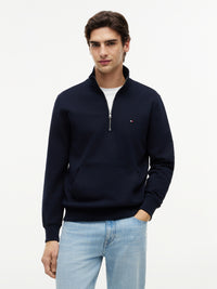 An image of the Tommy Hilfiger Flag Embroidery Terry Quarter-Zip Jumper