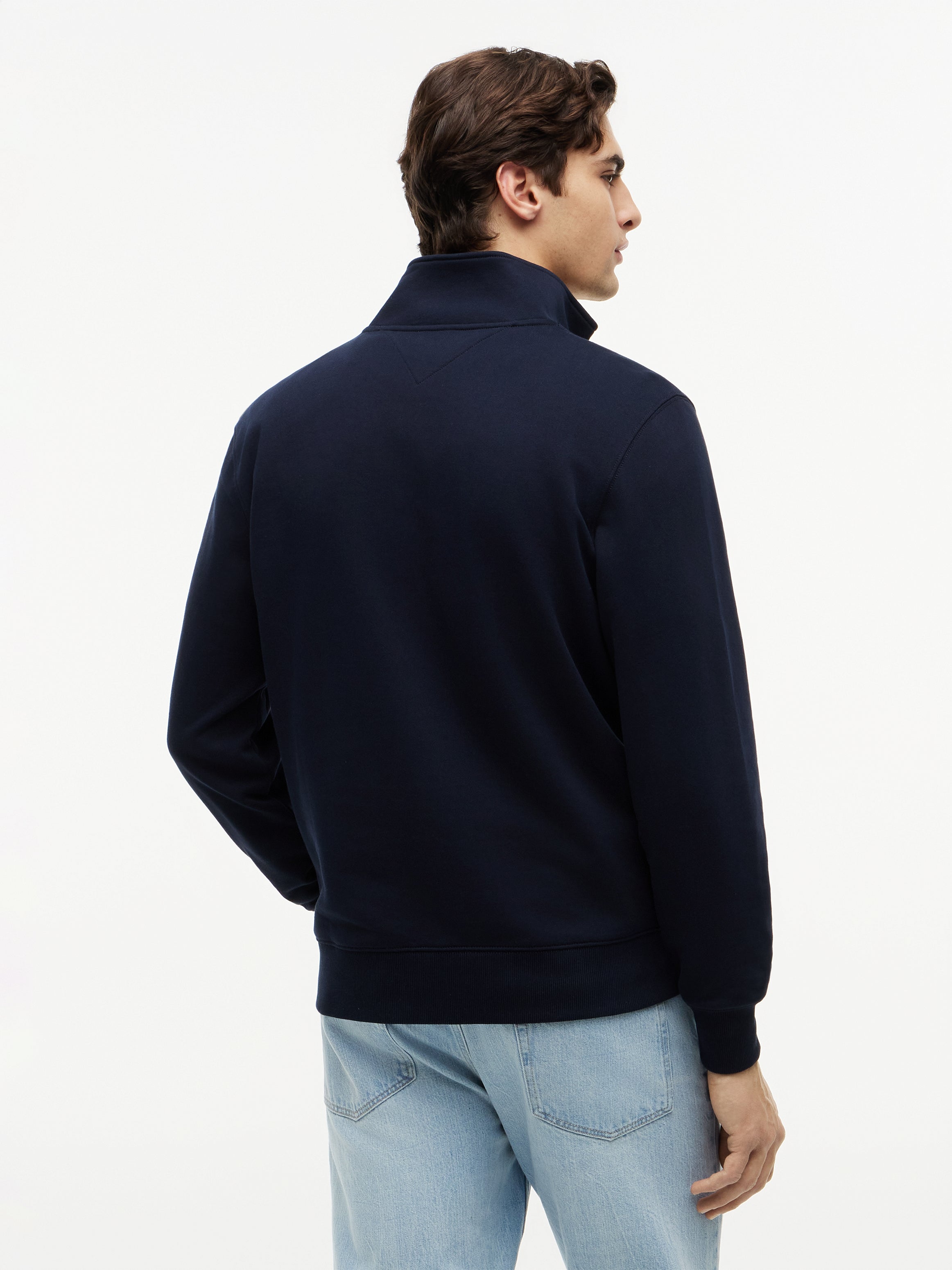 An image of the Tommy Hilfiger Flag Embroidery Terry Quarter-Zip Jumper