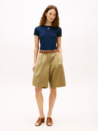 Washed Cotton Pleated Short