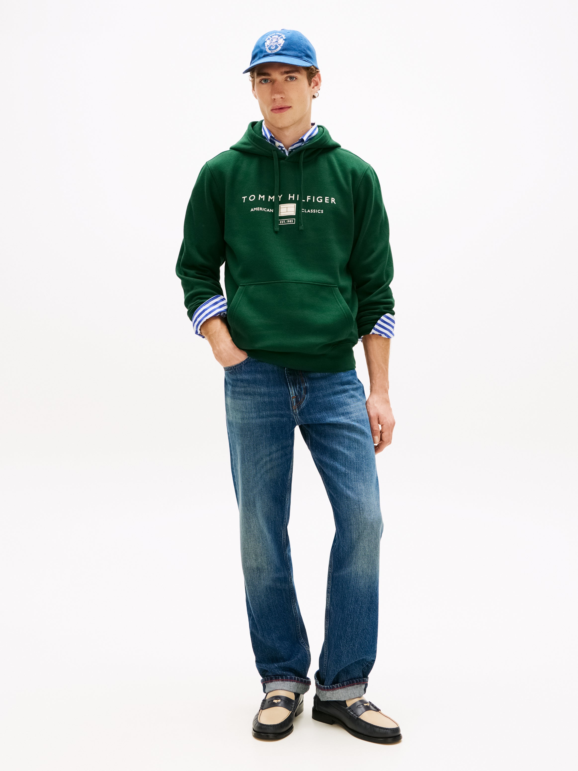 An image of the Tommy Hilfiger Logo Terry Drawstring Hoodie