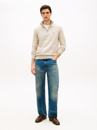 An image of the Tommy Hilfiger Flag Embroidery Quarter-Zip Jumper