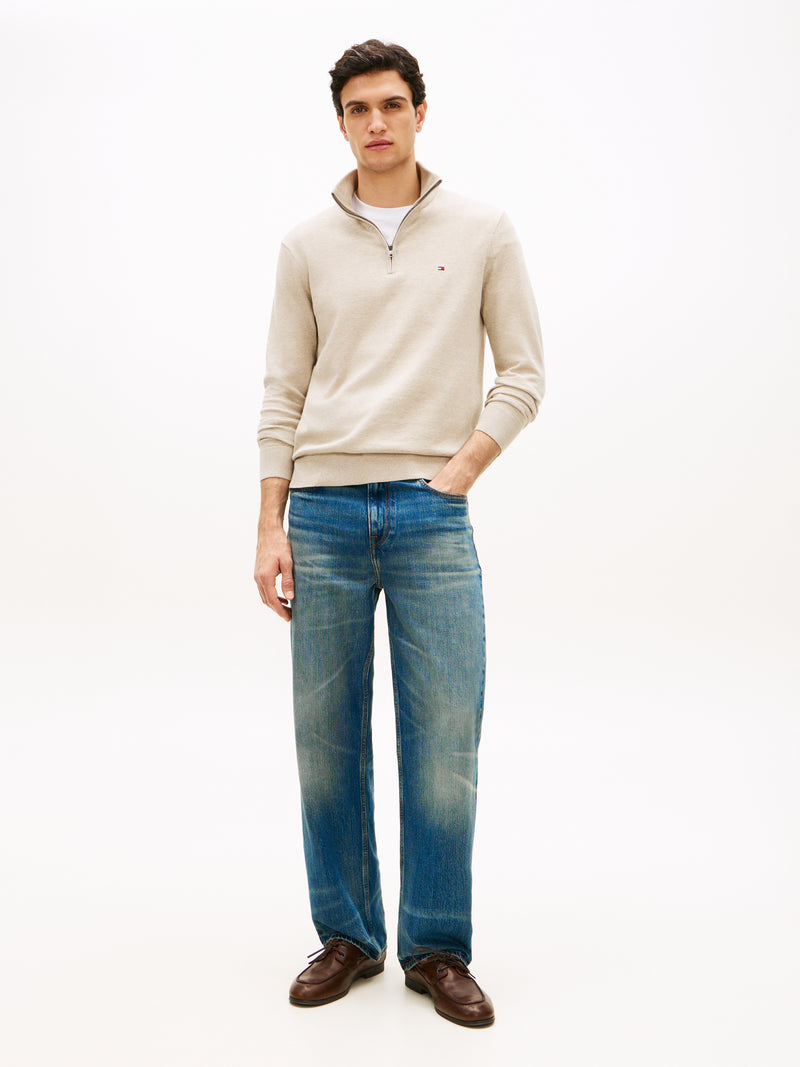 An image of the Tommy Hilfiger Flag Embroidery Quarter-Zip Jumper
