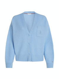 An image of the Tommy Hilfiger Script Soft Wool V-Neck Cardi