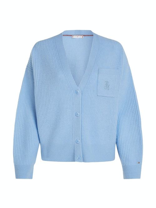 An image of the Tommy Hilfiger Script Soft Wool V-Neck Cardi