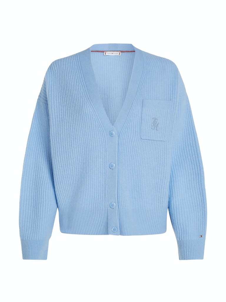 An image of the Tommy Hilfiger Script Soft Wool V-Neck Cardi
