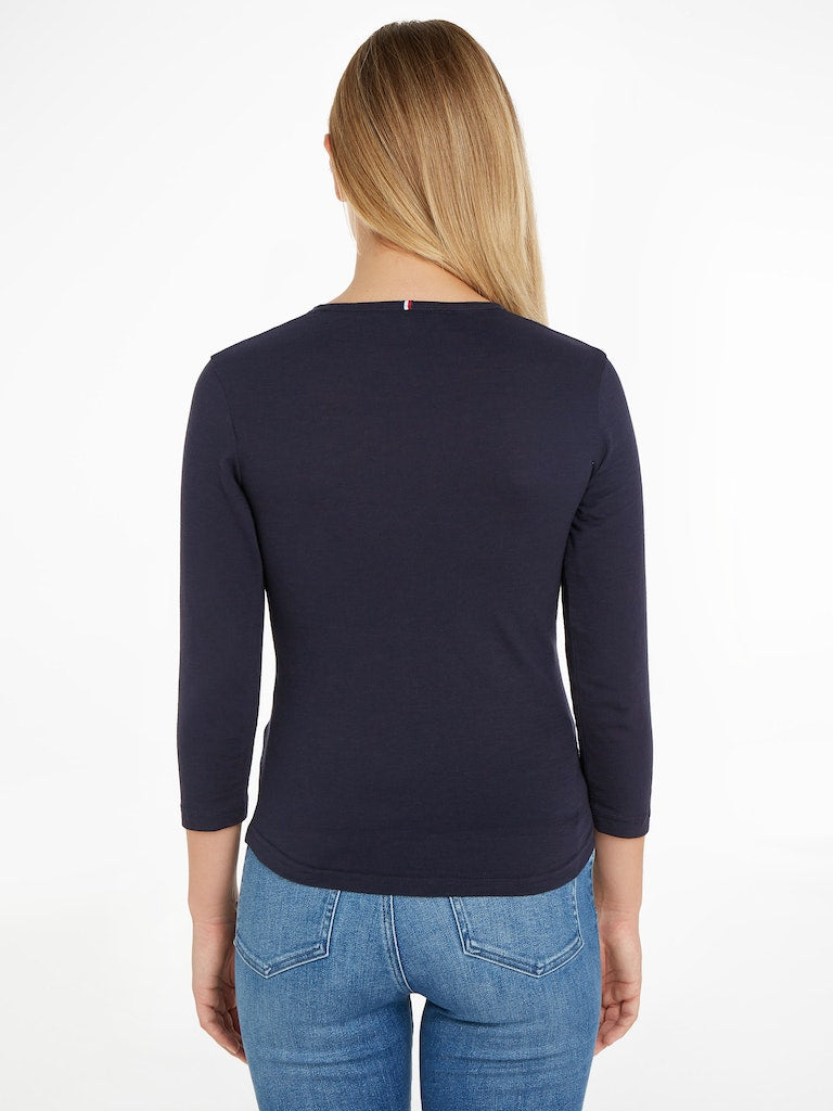 An image of the Tommy Hilfiger 1985 Slim Slub Open Neck Top