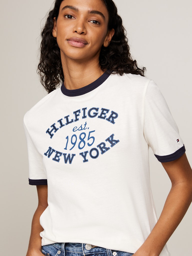 An image of the Tommy Hilfiger Varsity Logo Contrast Trim T-Shirt