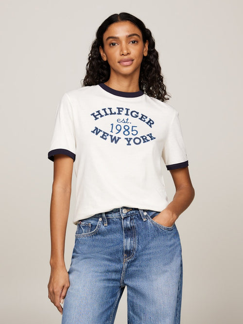 An image of the Tommy Hilfiger Varsity Logo Contrast Trim T-Shirt