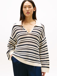 An image of the Tommy Hilfiger Crochet Polo Sweatshirt