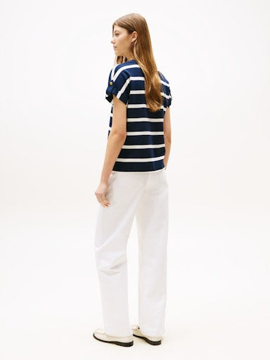 An image of the Tommy Hilfiger Gold Button Crew Neck T-Shirt