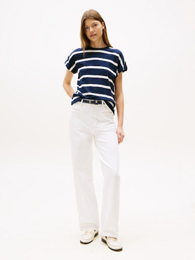 An image of the Tommy Hilfiger Gold Button Crew Neck T-Shirt