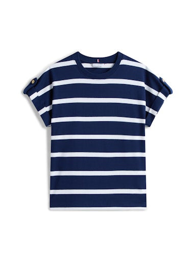 An image of the Tommy Hilfiger Gold Button Crew Neck T-Shirt
