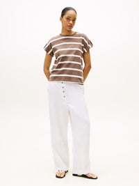 An image of the Tommy Hilfiger Gold Button Crew Neck T-Shirt