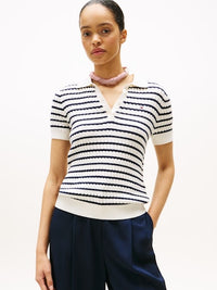 An image of the Tommy Hilfiger Cable Knit Polo Jumper