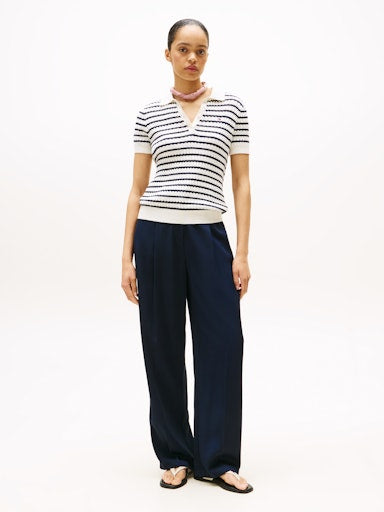 An image of the Tommy Hilfiger Cable Knit Polo Jumper