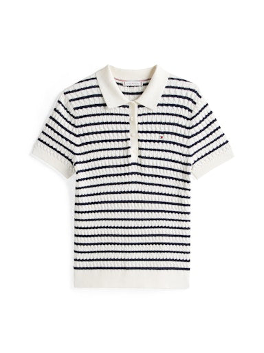 An image of the Tommy Hilfiger Cable Knit Polo Jumper