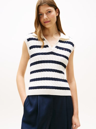 An image of the Tommy Hilfiger Cable Knit Polo Vest