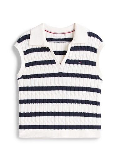 An image of the Tommy Hilfiger Cable Knit Polo Vest