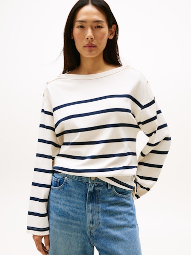 An image of the Tommy Hilfiger Boat Neck Long Sleeve Top