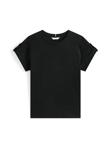 An image of the Tommy Hilfiger Gold Button Crew Neck T-Shirt